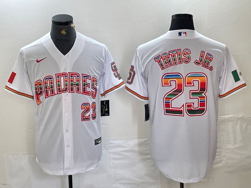 Men San Diego Padres 23 Tatis jr White Nike 2024 Game MLB Jersey style 1